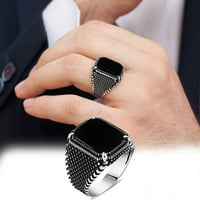 خاتم مميز مصاغ من الفضة الخالصة عيار 925 - بحجر عق...