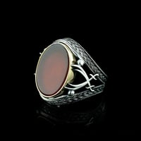 خاتم راقي من الفضة الخالصة عيار 925 بحجر عقيق أحمر...