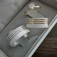 طقم راقي بدبلتين من الفضة الإيطالية الخالصة مع خات...