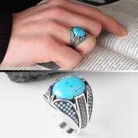 خاتم بصياغة راقية من الفضة الخالصة - مرصع بحجر فير...