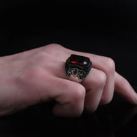 خاتم راقي فضة خالصة عيار 925 مرصع بحجر زركون أحمر