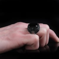 خاتم فاخر من الفضة الإسترلينية الخالصة مرصع بحجر ز...