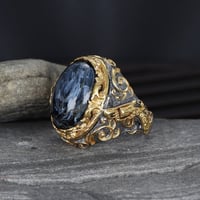 خاتم فاخر مرصع بحجر بيترسيت طبيعي - فضة إسترلينية...