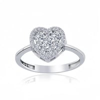 خاتم أنيق مصاغ بتصميم مميز شكل قلب - فضة خالصة مطع...