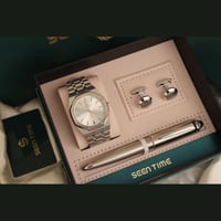طقم ساعة راقي بتفاصيل عصرية فخمة مع إكسسوارات متنا...