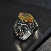 خاتم بصياغة يدوية راقية من الفضة الإسترلينية بحجر...