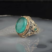 خاتم فاخر بصياغة يدوية راقية - فضة خالصة مرصع بحجر...