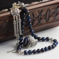 طقم صياغة راقية بسبحة و خاتم من الفضة وأحجار عقيق...