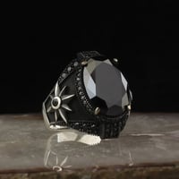 خاتم راقي من الفضة الإسترلينية الخالصة مرصع بحجر ز...