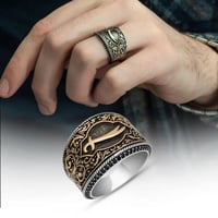 خاتم راقي فضة بالكامل بنقش مميز ومطعم بفصوص زركون...