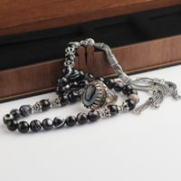 طقم فريد بسبحة و خاتم من أحجار العقيق السليماني وا...