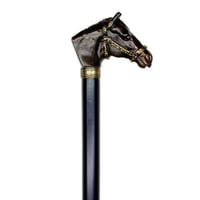 عصا راقية بمقبض رأس حصان أسود فخم - صناعة إسبانية...