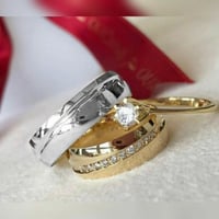 طقم دبل زواج وللذكرى فضة مطلية بالذهب و مطعمة بفصو...