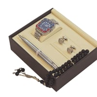 بوكس هدايا رجالي فاخر بشماغ ديور وساعة ونظارة بتغل...