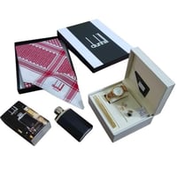 طقم هدايا رجالي فاخر | شماغ قطن مع عطر وساعة