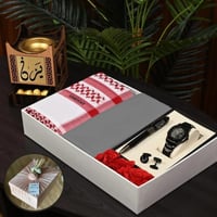 بوكس إهداء رجالي فخم بقماش راقي مع شماغ وإكسسوارات...