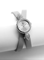 ساعة نسائيه جلد لفتين جديده