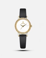 ساعة نسائية جلد بالون الاسود ميناء الابيض