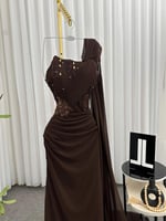 فستان سهرة تصميم جديد القماش جورجيت تطريز يدوي