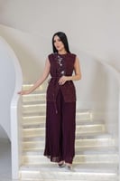 جمبسوت العيد الملكي - برغندي بتطريز يدوي