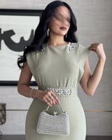 فستان العيد اخضر تيفاني ميد بتطريز كرستال