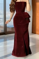 فستان سهرة جوخ فاخر بقصة ضيقة وتفاصيل أنيقة - 5 مق...