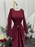 فستان سهرة أنيق بقصة درابيه من باربي وتفته – لون ع...