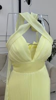 فستان سهره ليموني جازار لمعه كسرات على رقبه X