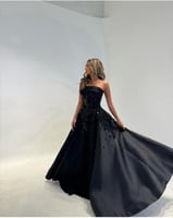 فستان سهرة طويل أسود خامه ميكادو