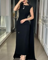 فستان اسود سهره من خامة الباربي على شال تطريز فصوص...