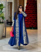 جلابية سهره رمضانية 3 الوان قطعتين تطريز كمبيوتر