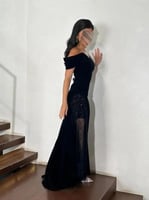 فستان سهرة اسود فخم تصميم جديد