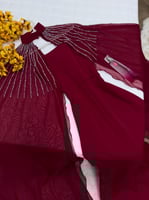 فستان سهره طويل احمر راقي قماش كريب باربي اضافه ال...