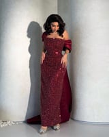 فستان سهره فخم لونين مرصع تطريز كلفه لامع