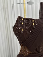 فستان سهرة تصميم جديد القماش جورجيت تطريز يدوي