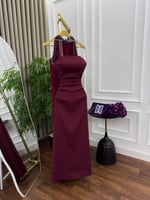 فستان شيفون تطريز يدوي تصميم جديد