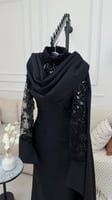 فستان سهره اسود طويل خامه باربي كم تل مطرز على وشا...