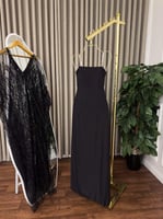 فستان سهره اسود على بشت داخليه قماش لكرى بشت تل مط...