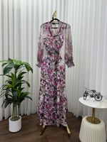 فستان "فلورال بريز" شيفون مشجر بتصميم كلاسيكي ناعم