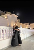 فستان سهره لونين اسود وكحلي خامة ميكادو على شال تل