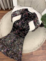 فستان سهرة تل مشجر تطريز كمبيوتر كامل