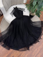 فستان سهره طويل اسود خامه تل اصلي