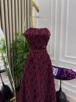 فستان سهرة ملكي بتصميم جديد مطرز خرز