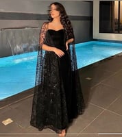 فستان اسود سهرة على بشت