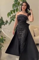 فستان سهرة طويل اسود خامه ميكادو