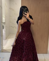 فستان سهرة ملكي بتصميم جديد مطرز خرز