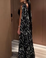 فستان سهرة اسود خامة باربي على شال طويل تطريز خرز...