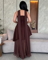 فستان العيد بني أنيق من طبقتين