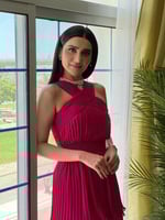 فستان العيد فوشي خامة بوليسية كسرات