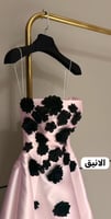 فستان سهرة انيق لونين سكري + بينك خامة صدر تطريز و...